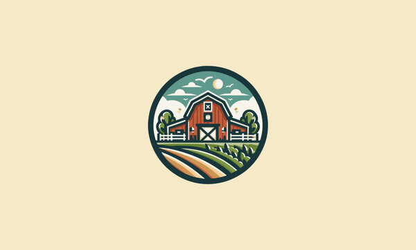village farm logo vector illustration flat design
