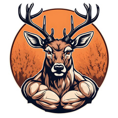 Muscular deer illustration. Suitable for fitness logos, bodybuilders, gym athletes