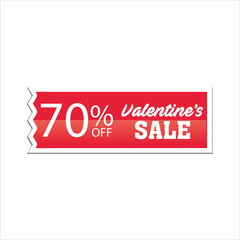 Special Offer Valentine's day special Red Digit Banner, shiny red discount 70% discount vector for promotional discount sale advertising.
