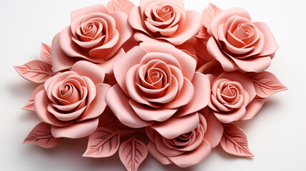 3d Pink Rose Flower Plasticine Cartoon Style Isolated