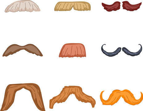 moustaches set cartoon. black man, retro moustache, mustache mouth moustaches sign. isolated symbol vector illustration
