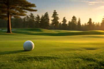 Fototapeta premium golf golfball on green grass