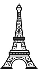 Eiffel tower in France straight view, doodle line sketch, vintage card, symbol of France sticker. Modern engraving on a white background. AI generated illustration.