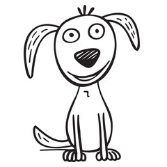 Vector hand drawn cute dog. Isolated illustration on white background