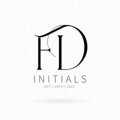 FD Monogram logo, Minimalist Typographic Line Monogram Logo, FD Wedding monogram logo, FD Typography Initial Letter Brand Logo	