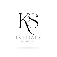 KS Monogram logo, Minimalist Typographic Line Monogram Logo, KS Wedding monogram logo, KS Typography Initial Letter Brand Logo