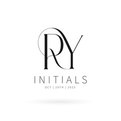 RY Monogram logo, Minimalist Typographic Line Monogram Logo, RY Wedding monogram logo, RY Typography Initial Letter Brand Logo	 - obrazy, fototapety, plakaty