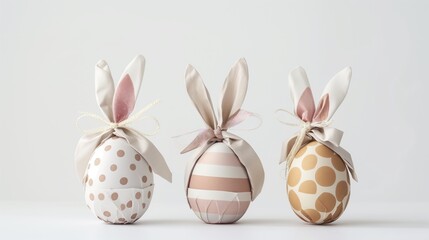 Naklejka na ściany i meble Minimal Easter: DIY Bunny Paper Gift Egg Wrapping Idea for a Stylish Celebration