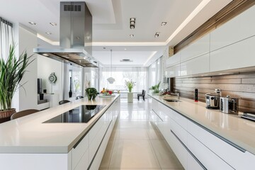 Modern Loft Kitchen Interior Design in White: Real Estate Concept