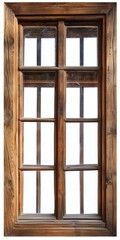 Vintage Wooden Window Frame Isolated on White Background for House and Home Interior Design