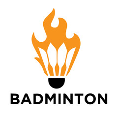burning badminton logo on white background