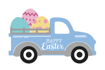 Easter eggs filled truck.