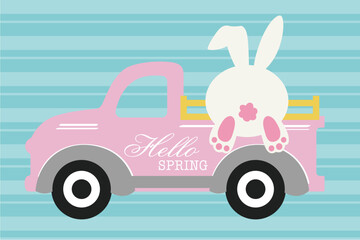 Easter bunny in a truck.