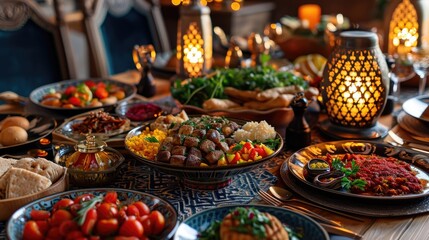 Grand Eid al-Adha Feast Table - obrazy, fototapety, plakaty