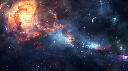 Universe Unveiled: Ideal for Astronomy Promotion, Featuring a Stunning Background of Stars and...