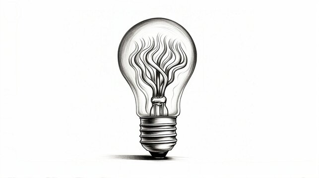 Vintage Hand-Drawn Light Bulb Illustration: Retro Graphic Design with Detailed Engraving Sketch, Inspiring Creative Ideas and Conceptual Innovation.