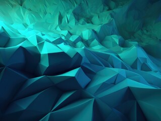 Obraz premium 3D Render Abstract Background With a Crystalline Pattern and Shades of Blue and Green