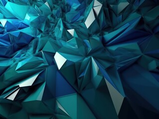 3D Render Abstract Background With a Crystalline Pattern and Shades of Blue and Green