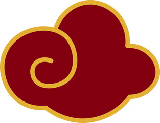 folk golden red cloud design