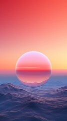 The sun is setting over the ocean with waves, abstract wallpaper background in pink and purple. Changing landscape of innovative ai powered technologies.