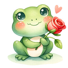 Frog with a Red Rose