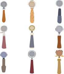 portafilter coffee set cartoon. cup cafe, bar filter, logo italy portafilter coffee sign. isolated symbol vector illustration