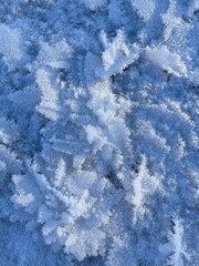 Fototapeta na wymiar Winter blue natural background. Snow frosty patterns
