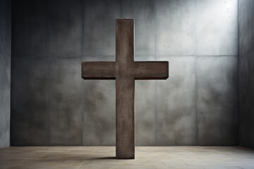 concrete cross in minimalistic modern interior