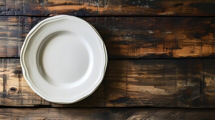 concept of portion control with an empty white plate on a simple background, providing ample copy space for adding text or dietary messages. - obrazy, fototapety, plakaty