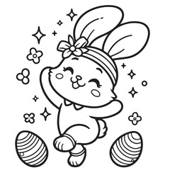 Vector easter egg coloring page with decorating eggsvector black and white