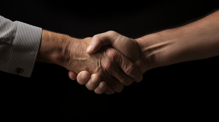 handshake between two professionals, Human tolerance. Unrecognizable multicolor male hands shaking isolated, Two nice doctor hands shaking hands front view in hospital peoples blurred background, Ai