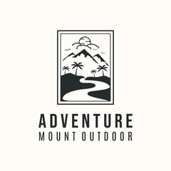 mountain vintage logo vector minimalist illustration design, adventure mount logo design