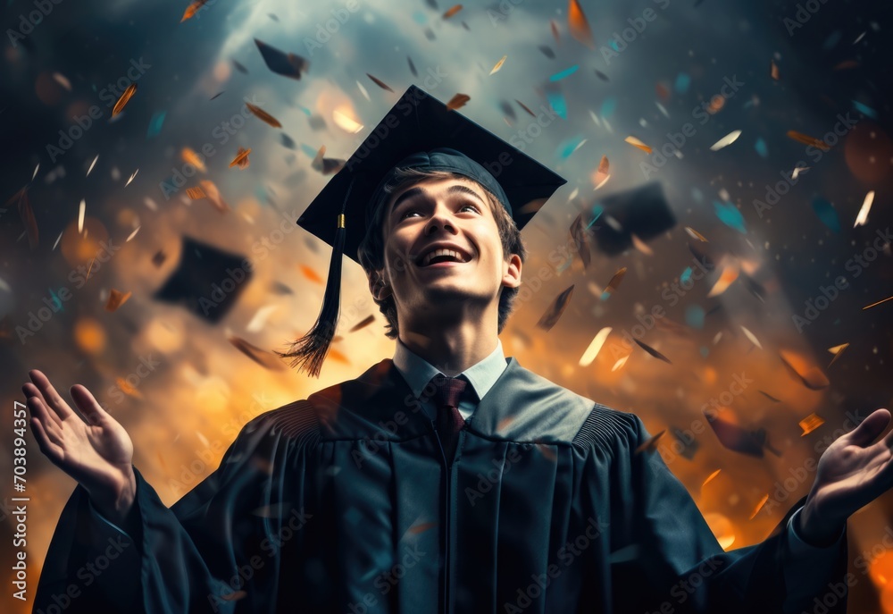 Wall mural A man in a graduation cap and gown