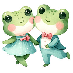 Romantic frogs dancing
