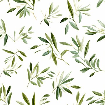 seamless pattern with green olives leaves illustration