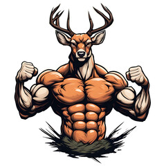 Muscular deer illustration. Suitable for fitness logos, bodybuilders, gym athletes