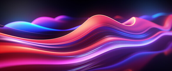 Abstract fluid iridescent holographic neon curved wave in motion colorful background High quality photo