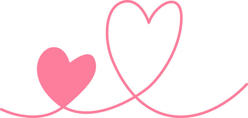 line pattern pink heart flat design for decoration love valentine wedding card design