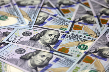 US dollar banknotes, paper currency for background. Concept of american and global economy, exchange rate