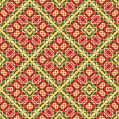 Seamless pattern with intricate geometric ornaments in ethnic style. Vector illustration