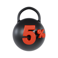 Weight Discount 5 Percent Off 3d illustration
