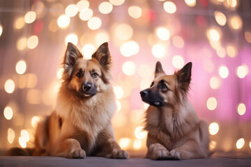 Valentine's Day, Dogs in Love, Whiskered friends showcase affection in a charming pet love scene.