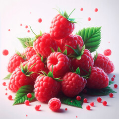 raspberries on white background, digital art, 3d rendering