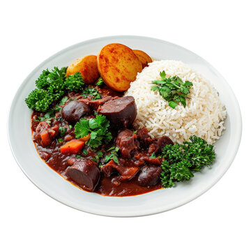 Feijoada typical Brazilian food. Traditional Brazilian food made with black beans. Transparent background
