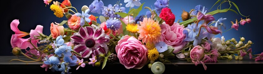 Beautiful colorful mixed flower bouquet still life