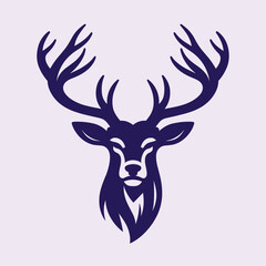 Deer head vector isolated, Hunting logo, Reindeer head isolated illustration, Wild animal, buck head silhouette