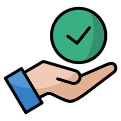 Hand Check Icon Element For Design