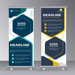 Roll up banner design, roll up banner geometric shape, roll up graphics templates. Design concept presentation or advertising banner	