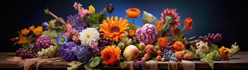 Beautiful colorful mixed flower bouquet still life