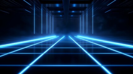 3D Rendering Abstract Dark Empty Scene - Blue - AI Generated

